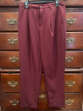 Forever 21 Burgundy Pinstripe Dress Trousers